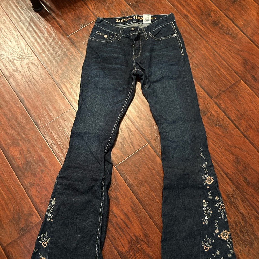 Cruel Girl Blue Flare Jeans with Embroidery